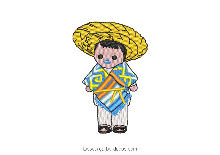 Diseño Bordado Muñeco Mexicano Infantil