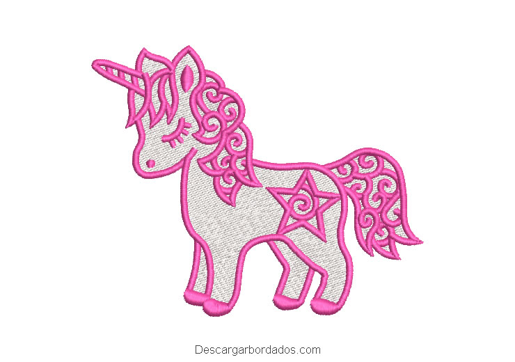 Diseño Bordado Pony Unicornio Rosado