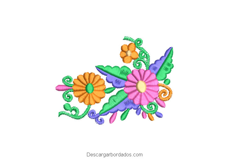 Diseño Bordado Ramos de Flores con Decoración Colores