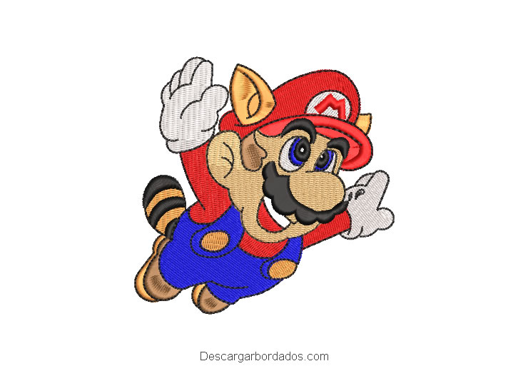 Diseño Bordado Super Mario Bros Mapache