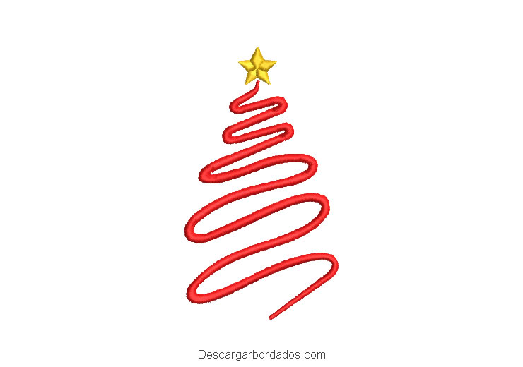 Diseño Bordado árbol de navidad delineado con estrella