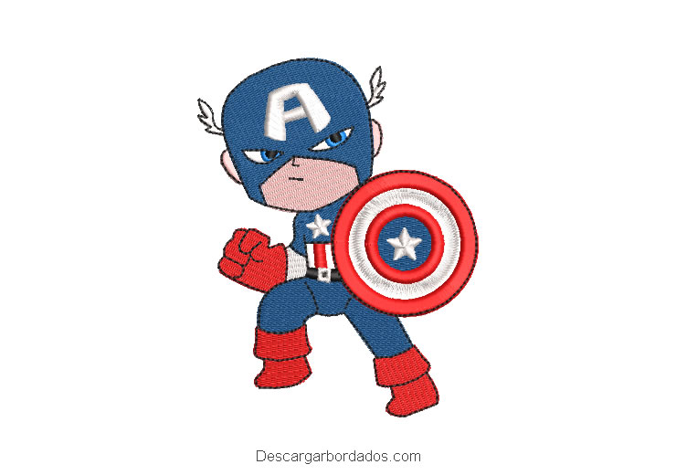 Diseño Bordado Superhéroe Capitán América Bebé Caricatura