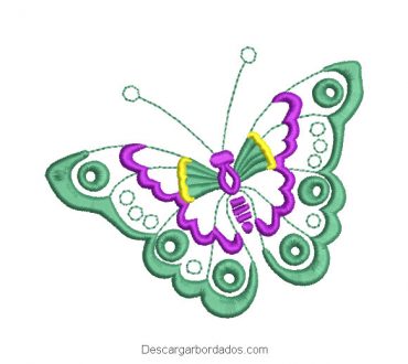 Diseño borado de mariposa verde volando