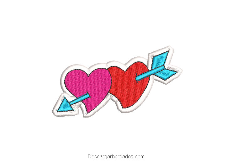 Diseño bordado 2 Corazones para Día de San Valentín