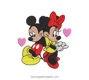 Diseño bordado Minnie Mouse Enamorados