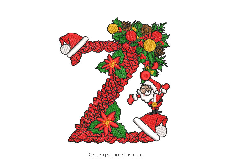 Diseño bordado Z de navidad con decoración