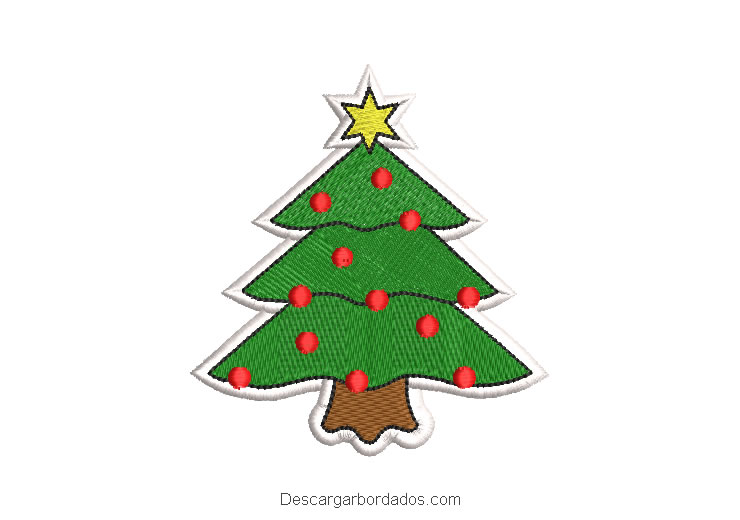 Diseño bordado árbol de navidad con estrella
