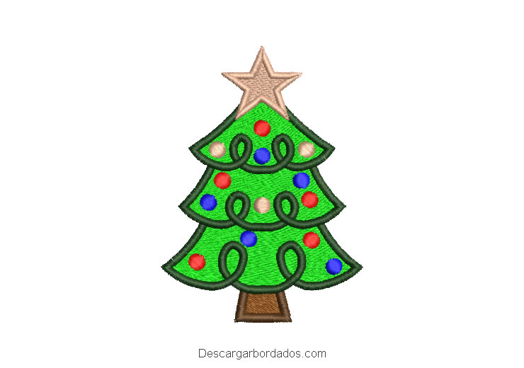 Diseño bordado árbol de navidad con luces de colores
