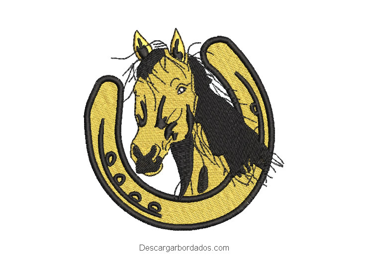 Diseño bordado caballo con herradura de la suerte
