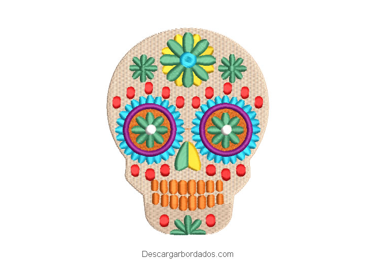 Diseño bordado calavera mexicano la catrina
