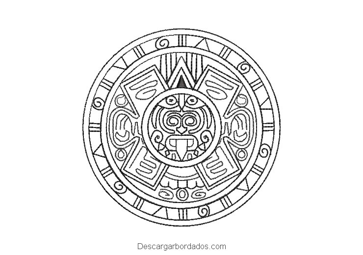 Diseño bordado calendario azteca