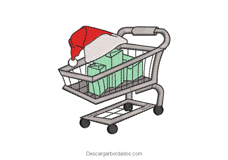 Diseño bordado carrito con regalos de navidad