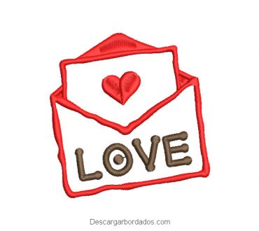 Diseño bordado carta de amor con letra