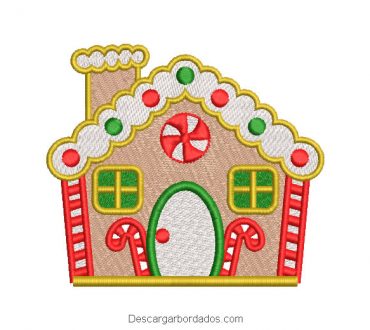 Diseño bordado casa de golosinas para navidad