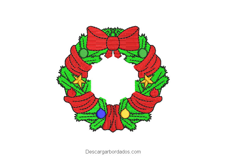 Diseño bordado corona de navidad para máquina