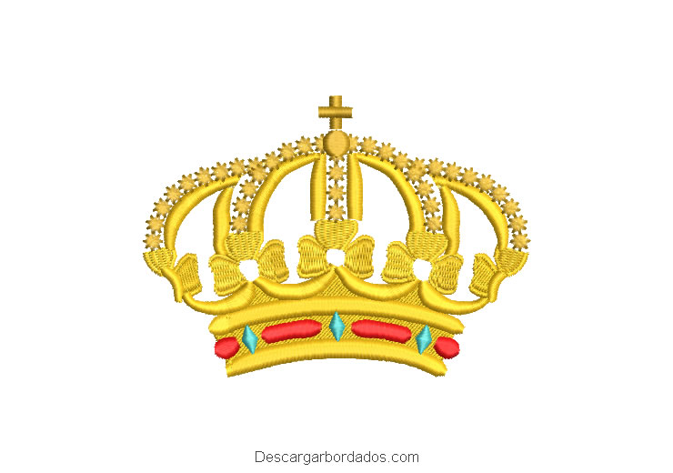 Diseño bordado corona del rey con cruz