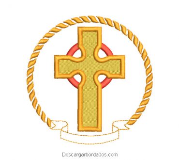 Diseño bordado cruz en marco