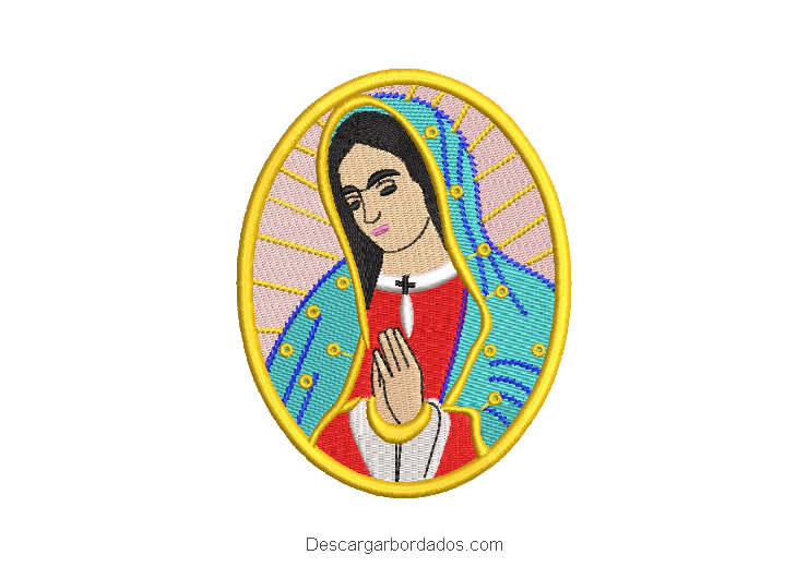 Diseño bordado cuadro virgen de guadalupe rezando