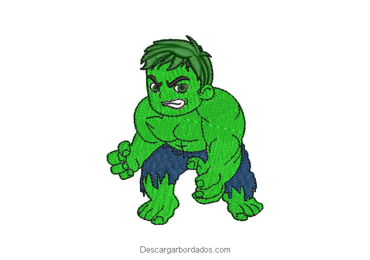 Diseño bordado de Hulk superhéroe