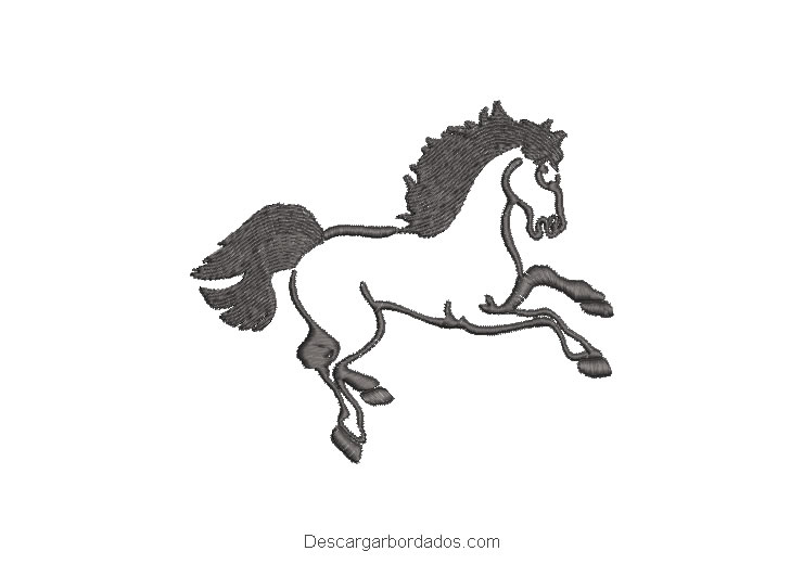 Diseño bordado de caballo saltando