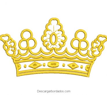 Diseño bordado de corona de rey para máquina