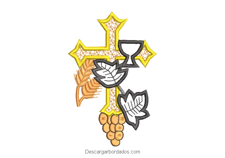 Diseño bordado de cruz para bautizo