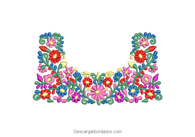 Diseño bordado de flores brillantes de colores