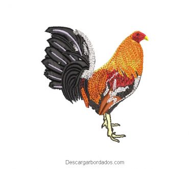 Diseño bordado de gallo de colores