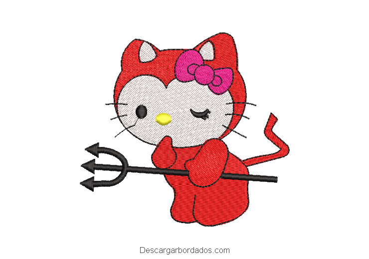 Diseño bordado de hello kitty con espada