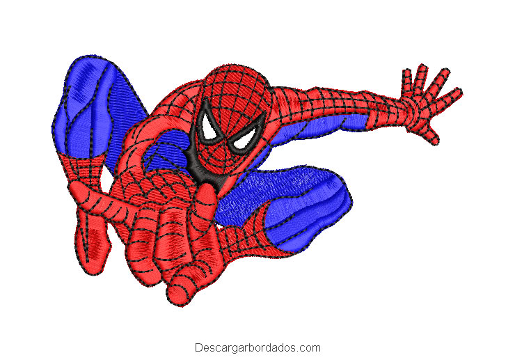 Diseño bordado de hombre araña spiderman volando