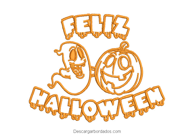 Diseño bordado de letra feliz halloween