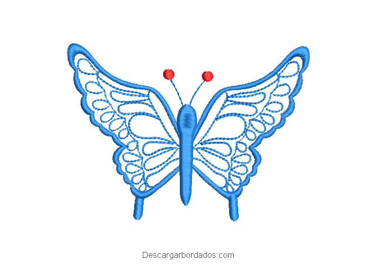 Diseño bordado de mariposa azul