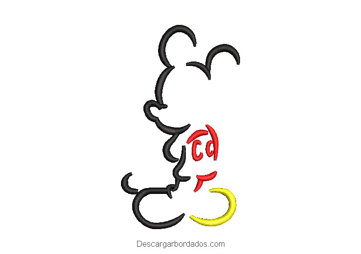 Diseño bordado de mickey mouse silueta
