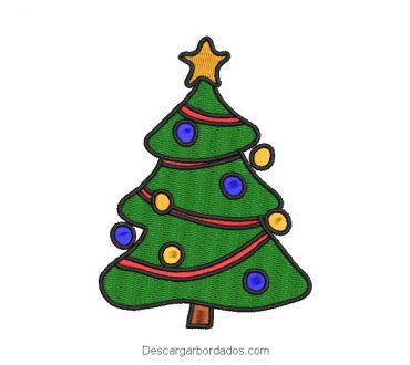 Diseño bordado de navidad árbol de pino
