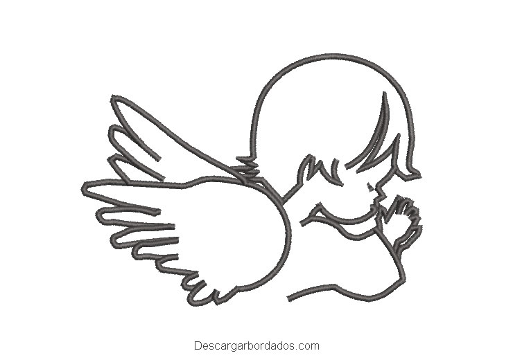Diseño bordado de niño angel rezando