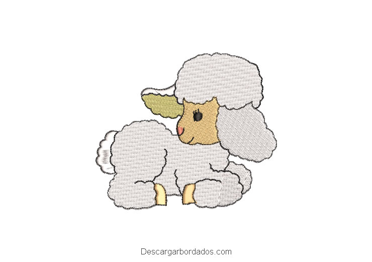 Diseño bordado de oveja blanca