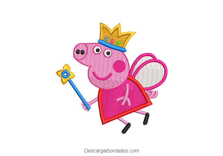 Diseño bordado de peppa pig princesa