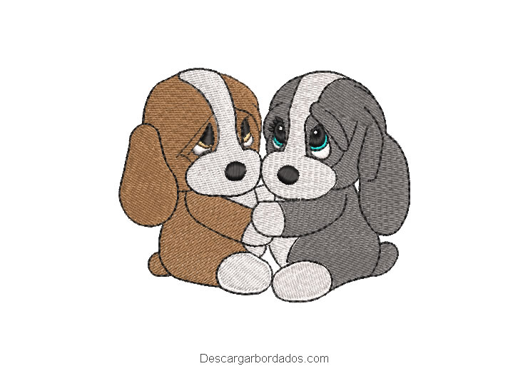 Diseño bordado de perritos enamorados