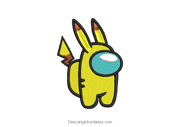 Diseño bordado de pikachu among us