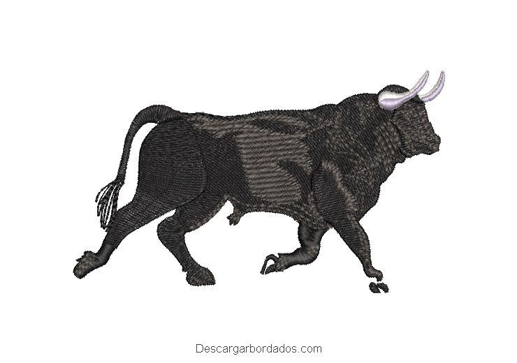 Diseño bordado de toro negro para máquina
