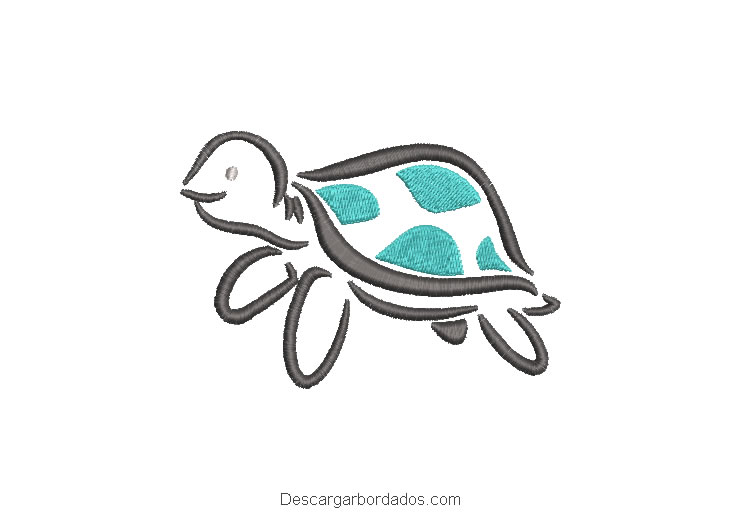 Diseño bordado de tortuga infantil