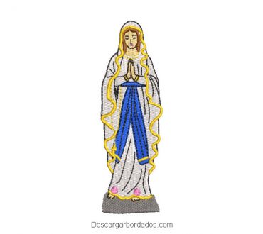 Diseño bordado de virgen maria rezando