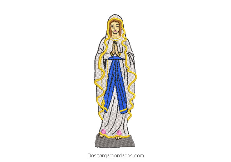 Diseño bordado de virgen maria rezando