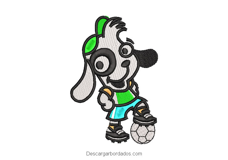 Diseño bordado doki jugando fútbol