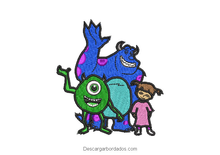 Diseño bordado familia monsters inc