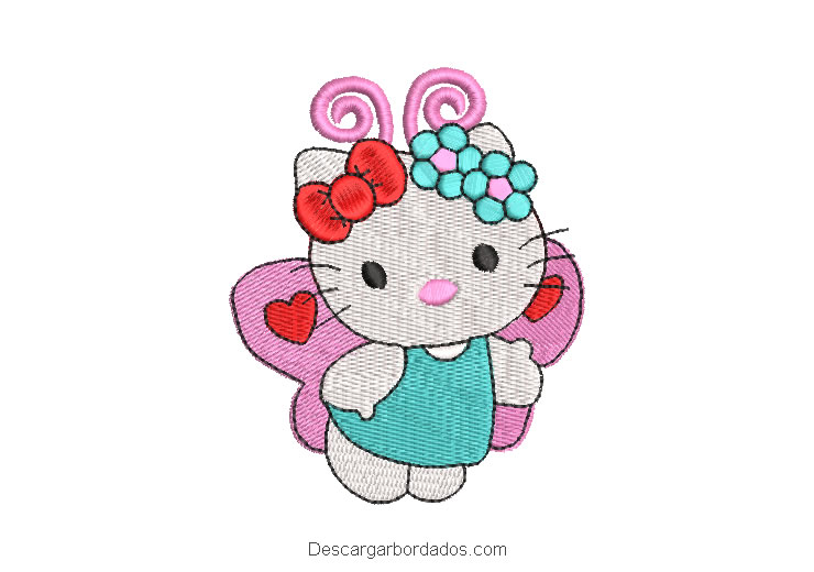 Diseño bordado hello kitty mariposa para bordar