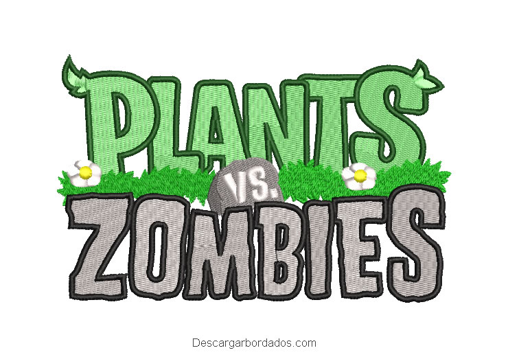 Diseño bordado letra de Plantas vs Zombis