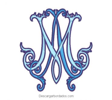 Diseño bordado letra monograma M
