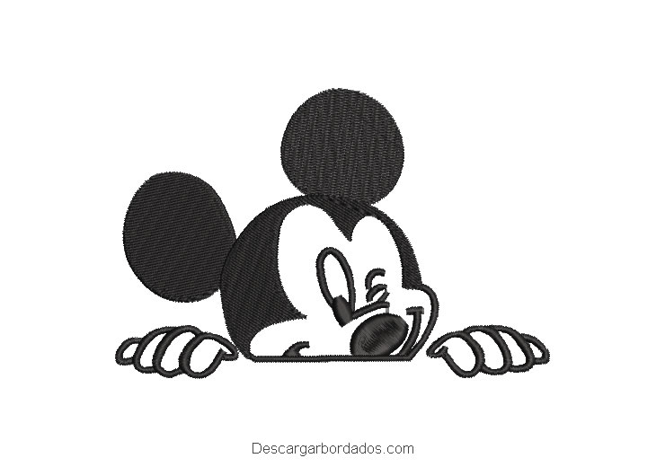 Diseño bordado mickey mouse guiñando el ojo