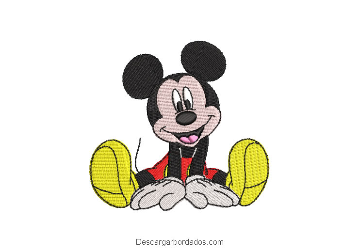 Diseño bordado mickey mouse sentado